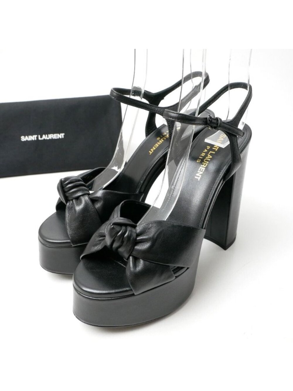 Saint Laurent Paris Bianca Sandals Ankle Strap Platform Chunkyheels